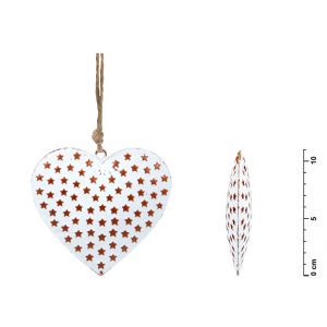 Zawieszka metalowa MFP Serce Białe, 12.5cm